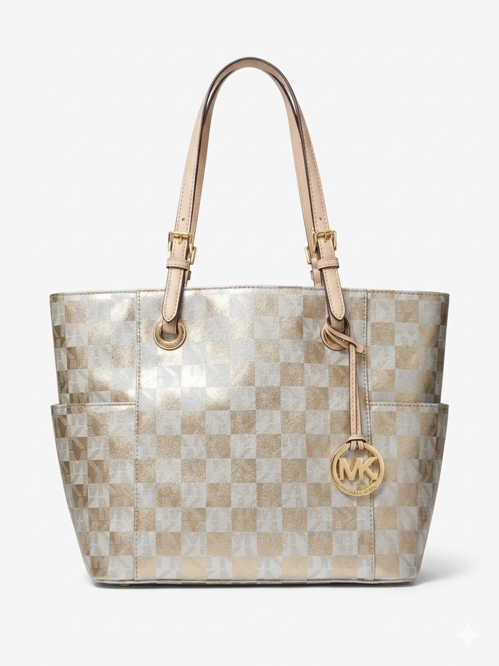 NWOT Michael Kors Limited Edition Jet Set EW Tote- Gold Metallic Checkerboard